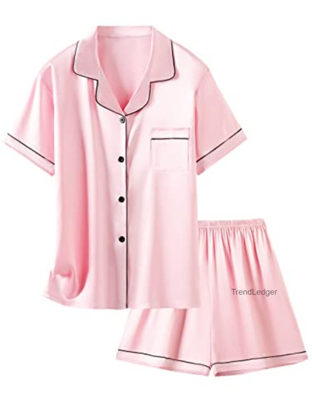 Satin Silky Pjs Set Kids 2Pcs Button-Down Nightwear Sleepwear